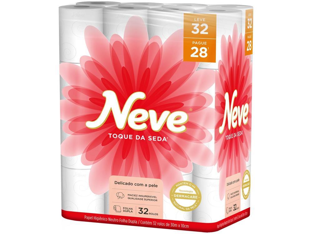 Papel Higiênico Folha Dupla Neve Toque de Seda 32 Rolos 30m - 1