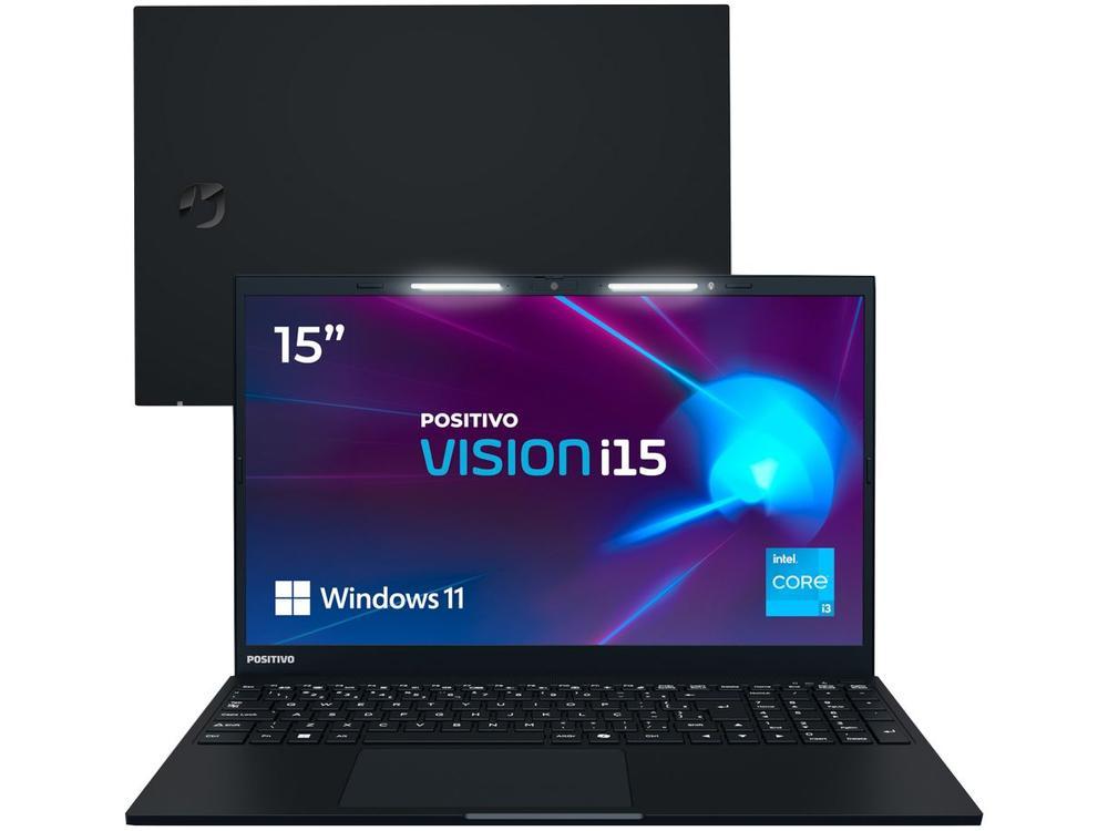 Notebook Positivo Vision i15 Intel Core i3 N300 8GB 256GB SSD Tela 15,6" Full HD Antirreflexo Windows 11 Preto - 1