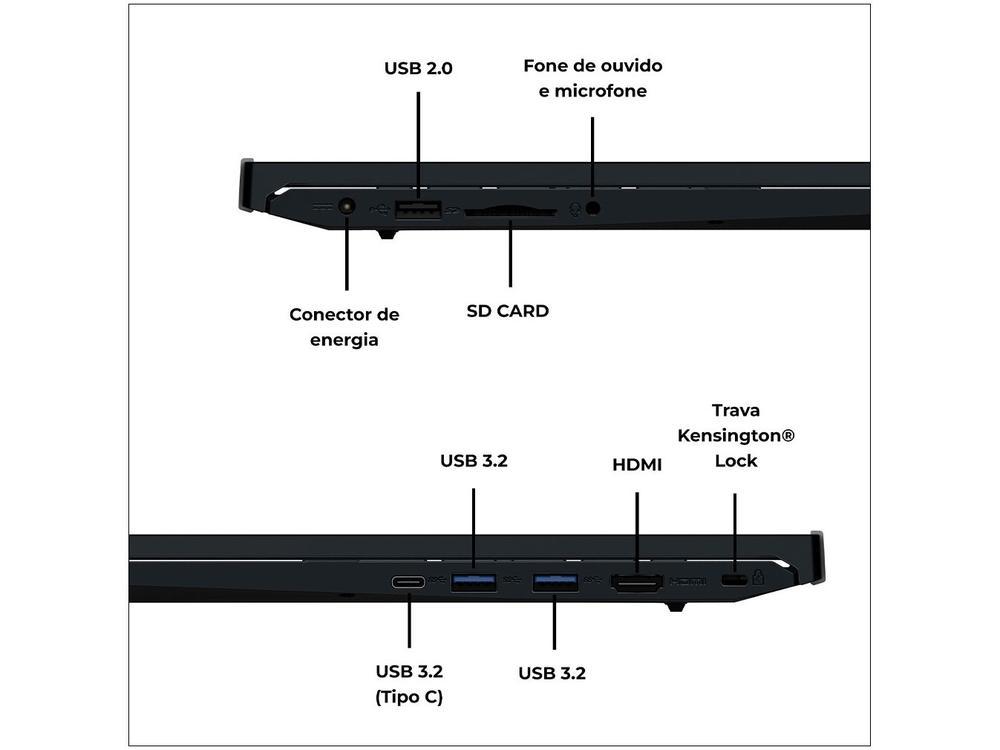 Notebook Positivo Vision i15 Intel Core i3 N300 8GB 256GB SSD Tela 15,6" Full HD Antirreflexo Windows 11 Preto - 4