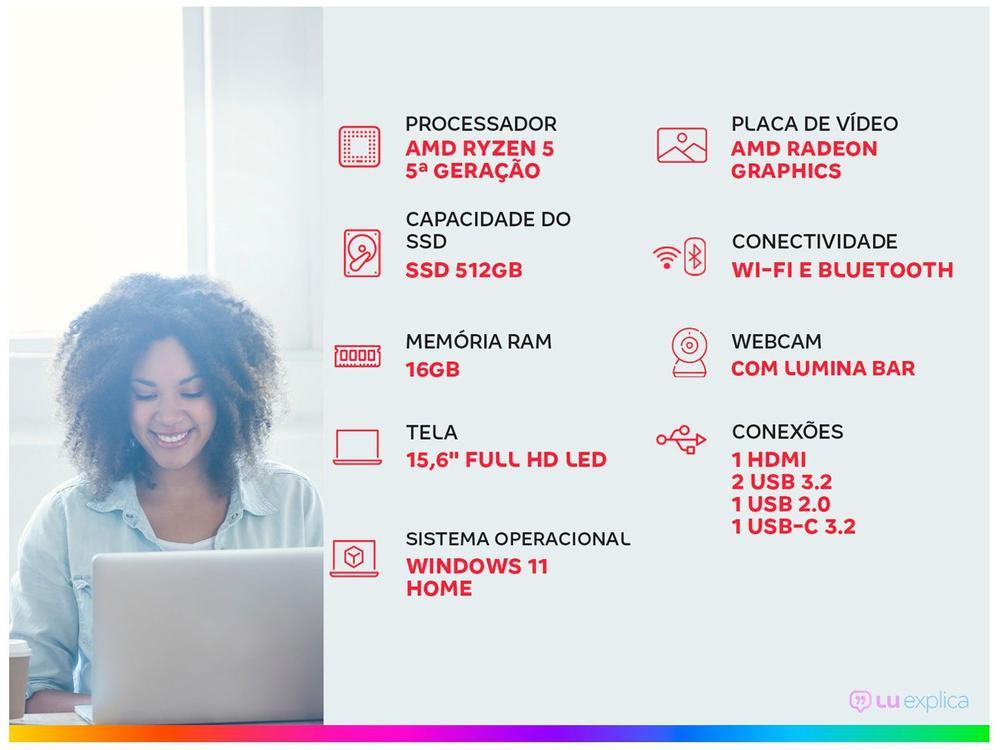 Notebook Positivo Vision R15 R516512A-15 AMD Ryzen 5 16GB RAM SSD 512GB 15,6" Full HD Windows 11 3002956 - 2