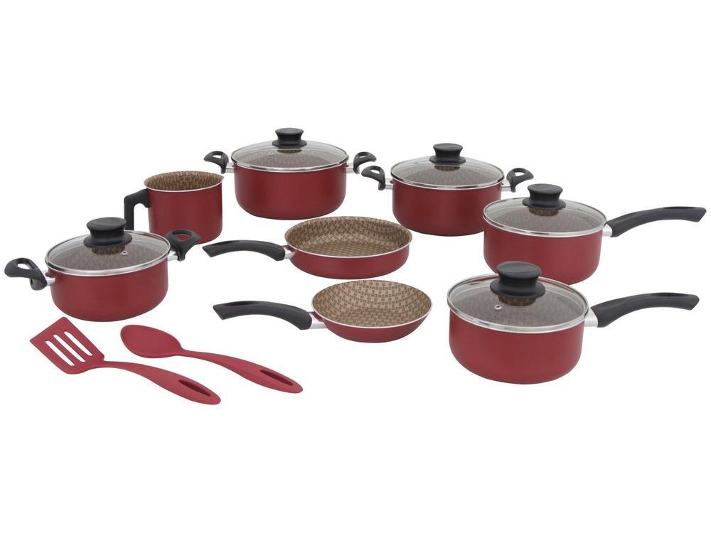 Jogo de Panelas Tramontina Antiaderente de Alumínio Vermelho 10 Peças Paris - 1