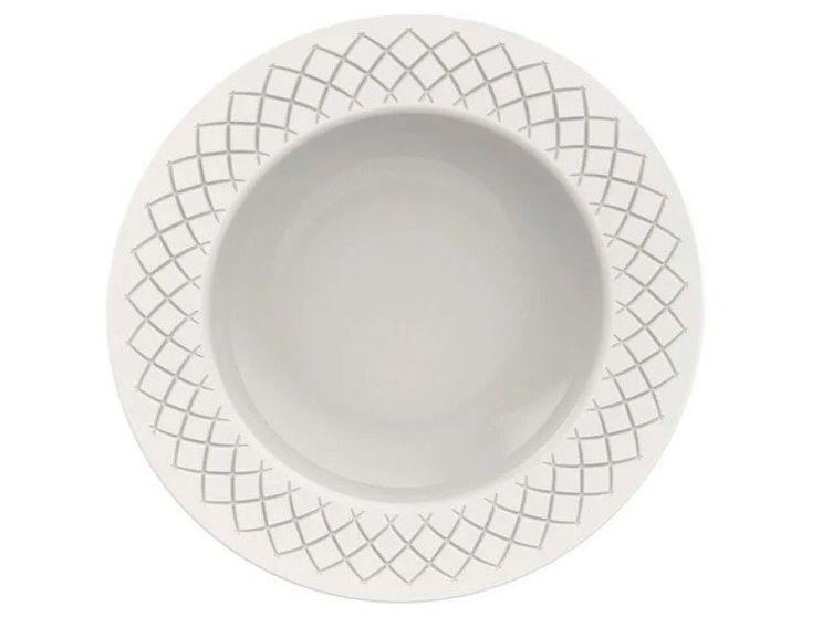 Jogo de Pratos Redondo de Porcelana Branco - 5