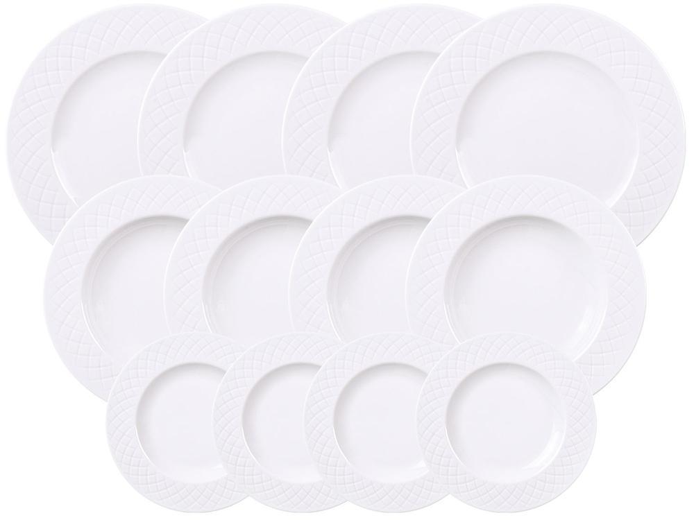 Jogo de Pratos Redondo de Porcelana Branco - 6