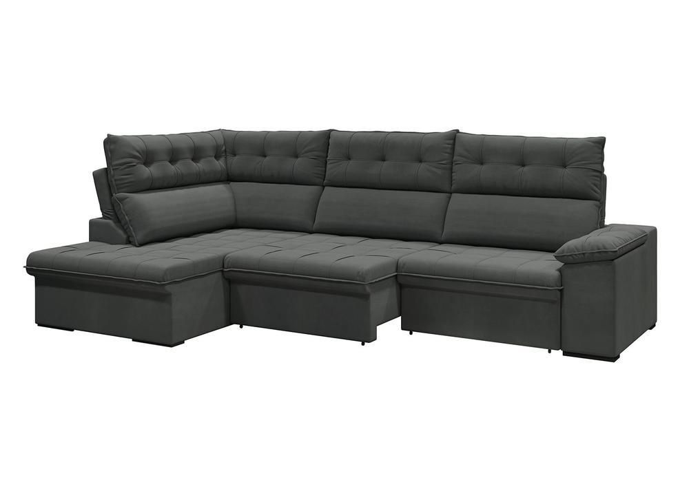 Sofá de Canto 6 Lugares Retrátil Reclinável Suede Veludo Madrid Flexforma Estofados - 5