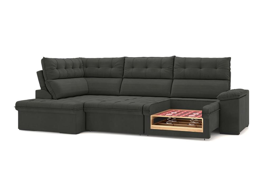 Sofá de Canto 6 Lugares Retrátil Reclinável Suede Veludo Madrid Flexforma Estofados - 6
