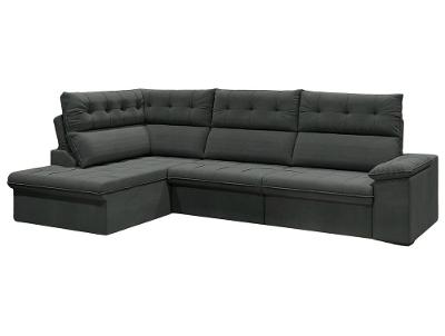 Sofá de Canto 6 Lugares Retrátil Reclinável Suede Veludo Madrid Flexforma Estofados