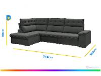 Sofá de Canto 6 Lugares Retrátil Reclinável Suede Veludo Madrid Flexforma Estofados - 3