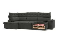 Sofá de Canto 6 Lugares Retrátil Reclinável Suede Veludo Madrid Flexforma Estofados - 6