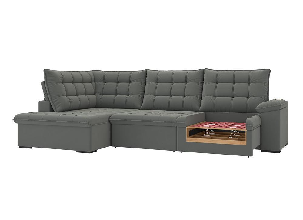 Sofá de Canto 6 Lugares Retrátil Reclinável Suede Veludo Dallas Flexforma Estofados - 6