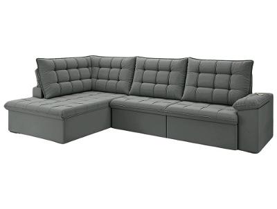 Sofá de Canto 6 Lugares Retrátil Reclinável Suede Veludo Dallas Flexforma Estofados