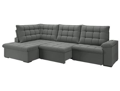 Sofá de Canto 6 Lugares Retrátil Reclinável Suede Veludo Dallas Flexforma Estofados