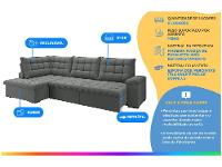 Sofá de Canto 6 Lugares Retrátil Reclinável Suede Veludo Dallas Flexforma Estofados - 2