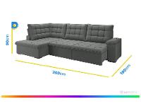 Sofá de Canto 6 Lugares Retrátil Reclinável Suede Veludo Dallas Flexforma Estofados - 3