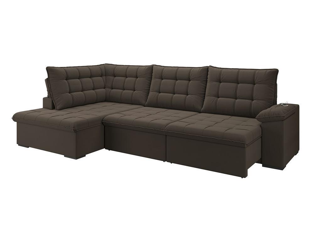 Sofá de Canto 6 Lugares Retrátil Reclinável Suede Veludo Dallas Flexforma Estofados - 4