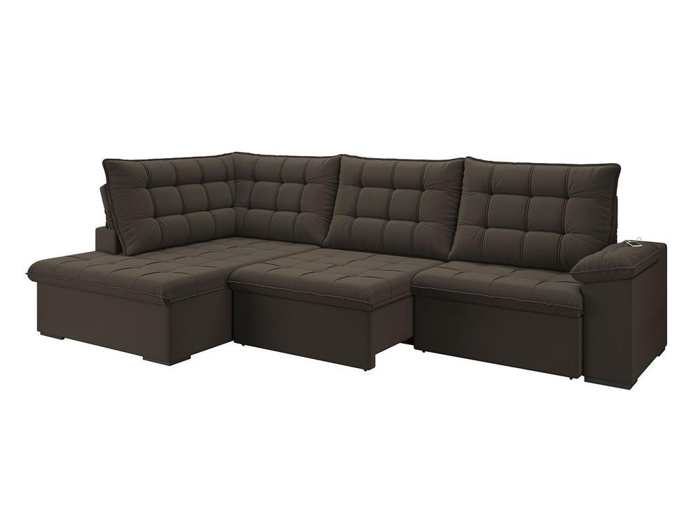 Sofá de Canto 6 Lugares Retrátil Reclinável Suede Veludo Dallas Flexforma Estofados - 5
