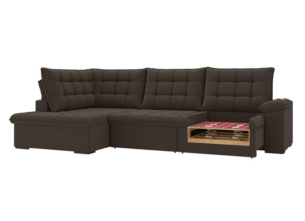 Sofá de Canto 6 Lugares Retrátil Reclinável Suede Veludo Dallas Flexforma Estofados - 6