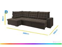 Sofá de Canto 6 Lugares Retrátil Reclinável Suede Veludo Dallas Flexforma Estofados - 7