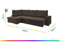 Sofá de Canto 6 Lugares Retrátil Reclinável Suede Veludo Dallas Flexforma Estofados - 3