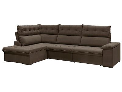 Sofá de Canto 6 Lugares Retrátil Reclinável Suede Veludo Madrid Flexforma Estofados