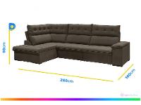 Sofá de Canto 6 Lugares Retrátil Reclinável Suede Veludo Madrid Flexforma Estofados - 3