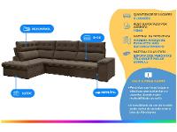 Sofá de Canto 6 Lugares Retrátil Reclinável Suede Veludo Madrid Flexforma Estofados - 2