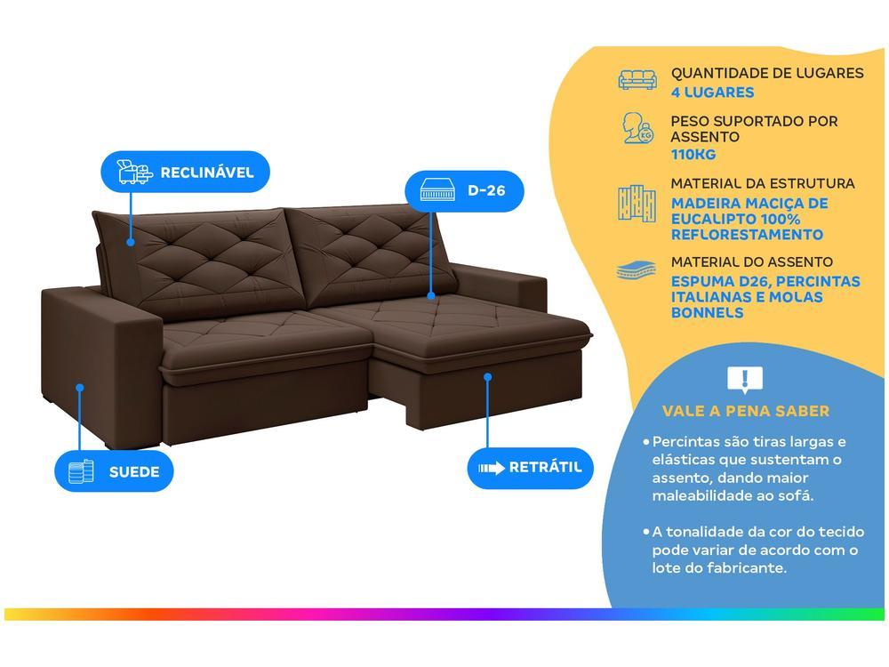 Sofá 4 Lugares Retrátil Reclinável Suede Veludo Premier Flexforma Estofados - 2