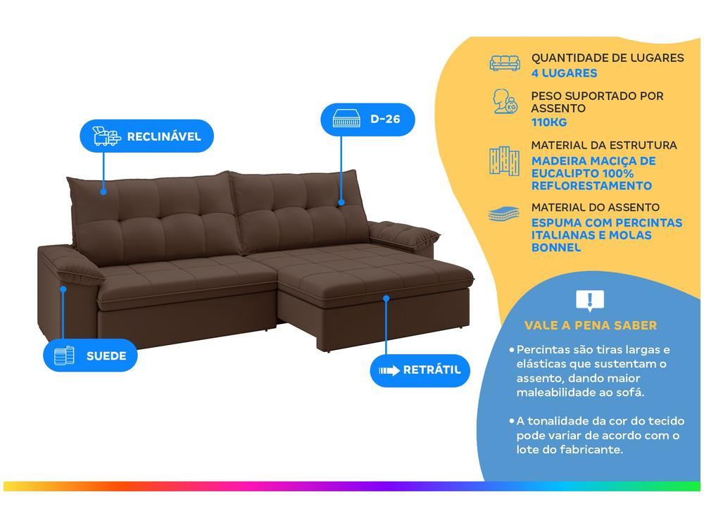 Sofá 4 Lugares Retrátil Reclinável Suede Veludo Triiton Flexforma Estofados - 2