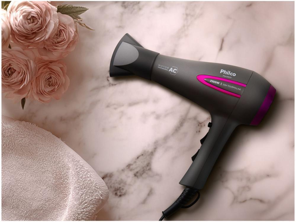 Secador de Cabelo Philco com Íons Tourmaline Cinza e Rosa 2100W 2 Velocidades PSA3300 - 3