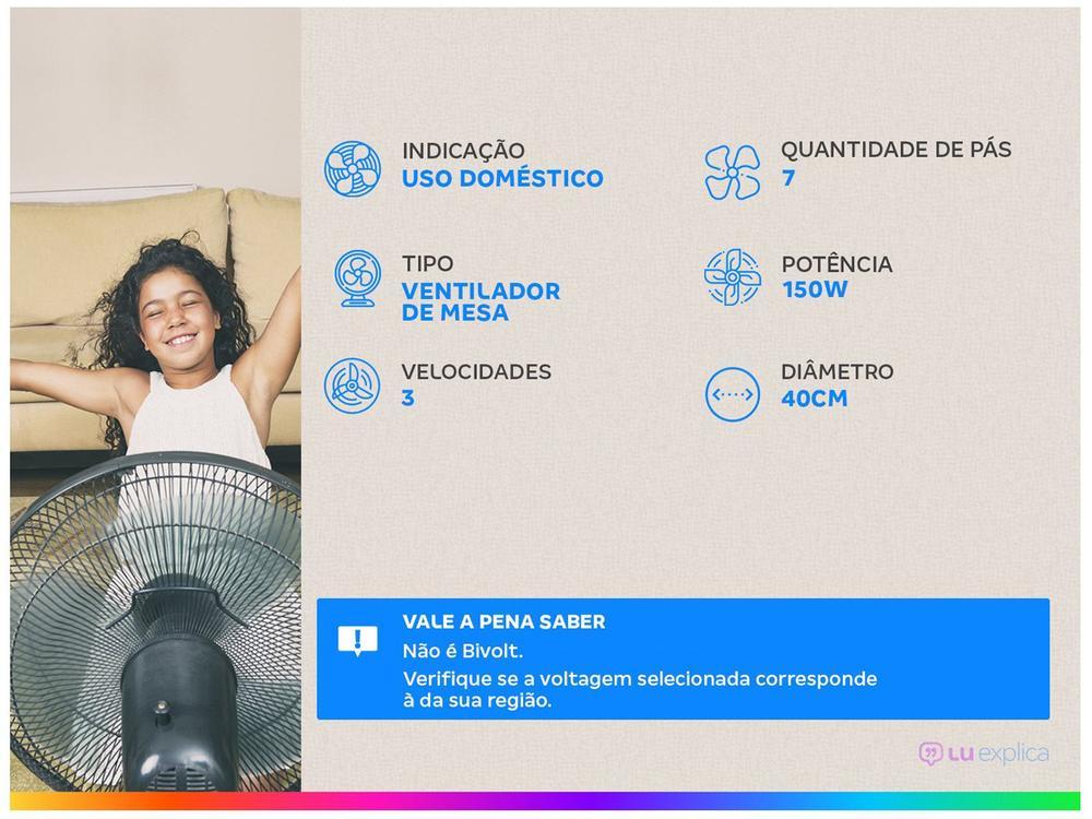 Ventilador de Mesa Arno X-Treme 7 40cm 7 Pás 3 Velocidades Cinza e Cobre - 2