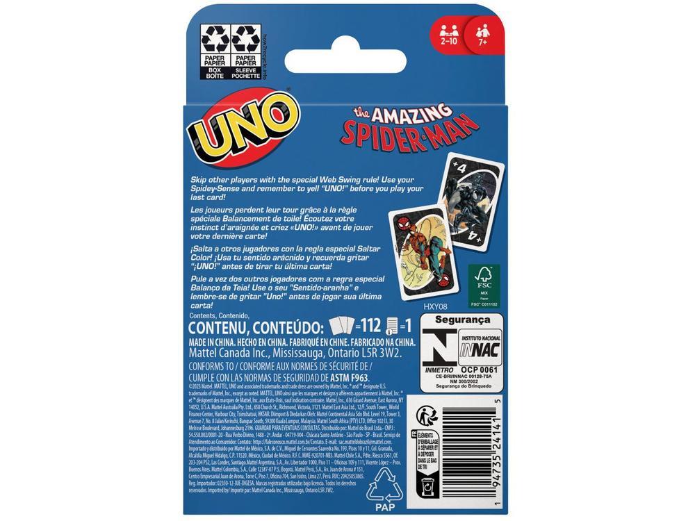 Jogo UNO Marvel Spider-Man Mattel 112 Cartas - 5