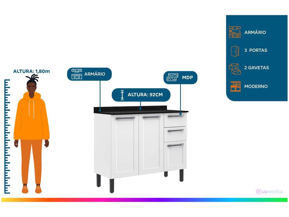 Balcão de Cozinha com Tampo Itatiaia 3 Portas 2 Gavetas Florença - 2