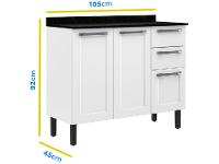 Balcão de Cozinha com Tampo Itatiaia 3 Portas 2 Gavetas Florença - 8