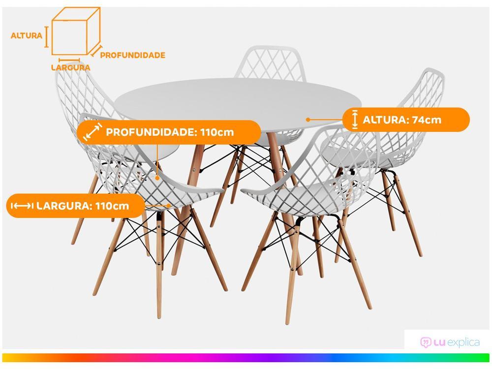 Mesa de Jantar 5 Cadeiras Redonda Branco  - 3