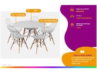 Mesa de Jantar 5 Cadeiras Redonda Branco  - 2