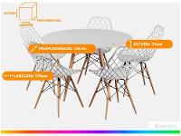 Mesa de Jantar 5 Cadeiras Redonda Branco  - 3