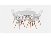 Mesa de Jantar 5 Cadeiras Redonda Branco 