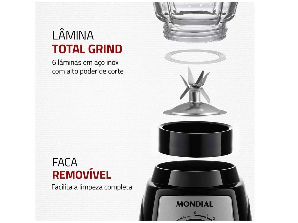 Liquidificador Mondial Turbo Glass L-1400 GI Copo de Vidro 12 Velocidades 1400W  Preto/Inox - 13