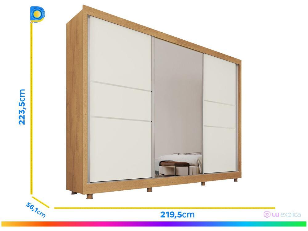 Guarda-roupa Casal com Espelho 3 Portas de Correr 3 Gavetas Europa Maranello 11617.1 - 3