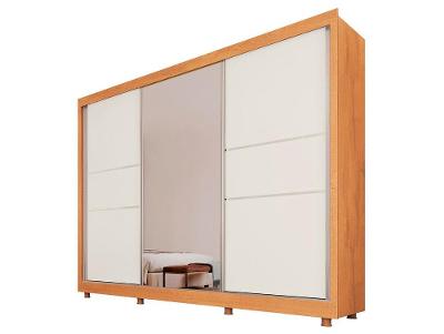 Guarda-roupa Casal com Espelho 3 Portas de Correr 3 Gavetas Europa Maranello 11617.1