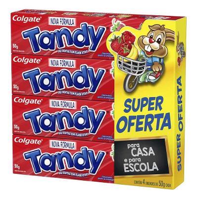 Colgate Creme Dental Infantil com Flúor Colgate Tandy Morangostoso 50g 4 Unidades