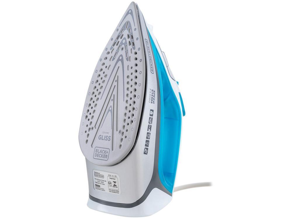 Ferro de Passar Roupa a Vapor e a Seco Black + Decker Speed Steam FX3060 Branco e Azul - 4