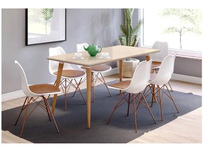 Mesa de Jantar 6 Lugares Retangular Off White e Noce Casa D Veneza