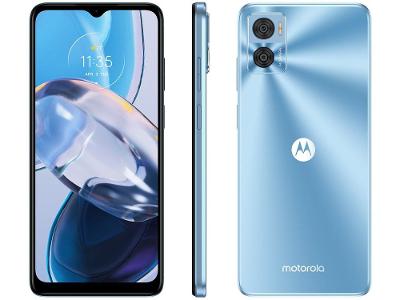 Smartphone Motorola Moto E22 64GB Azul 4G 4GB RAM 6,5” Câm. Dupla + Selfie 5MP Dual Chi