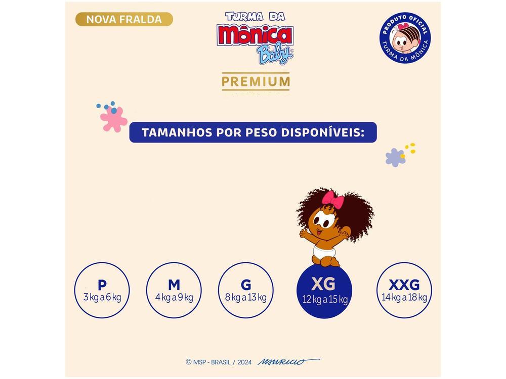 Fralda Turma da Mônica Baby Premium Jumbo Tam. XG 12 a 15kg 14 Unidades - 12