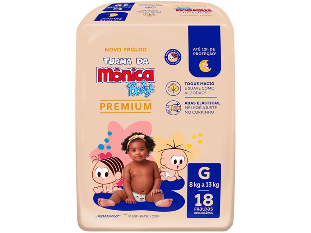 Fralda Turma da Mônica Baby Premium Jumbo Tam. G 8 a 13kg 18 Fraldas - 1