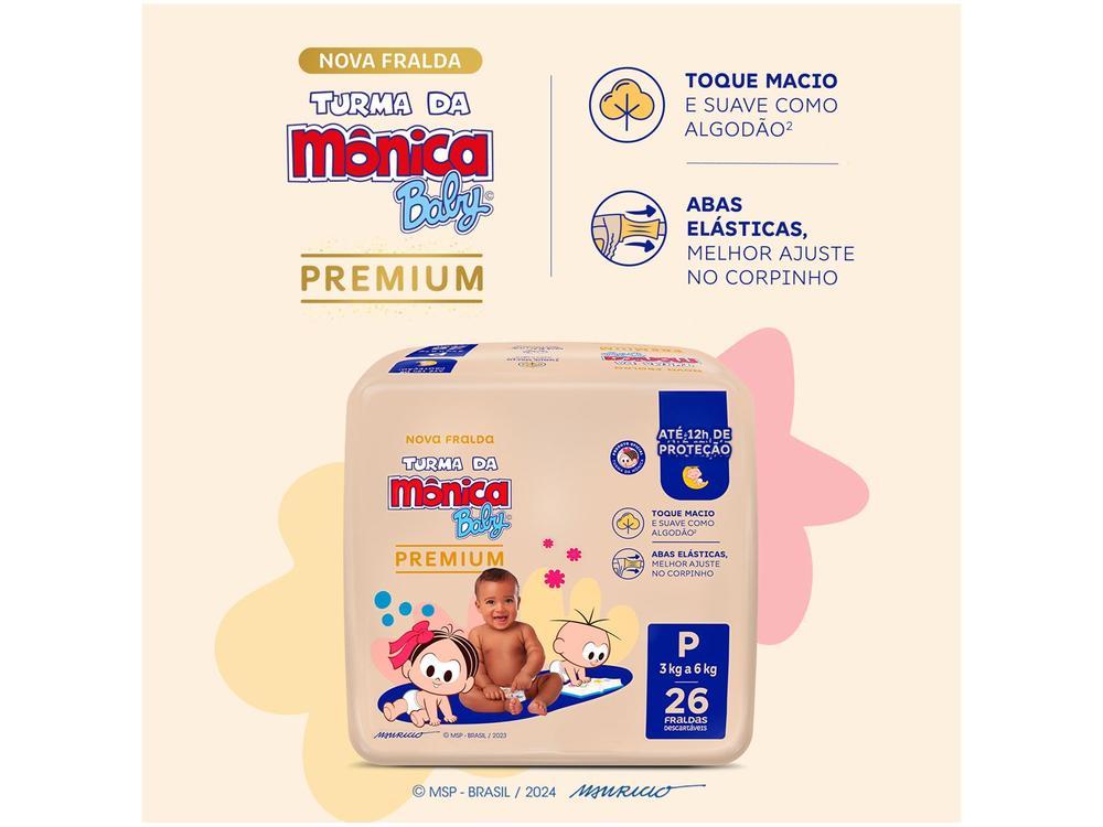 Fralda Turma da Mônica Baby Premium Jumbo Tam. P 3 a 6kg 26 Unidades - 4