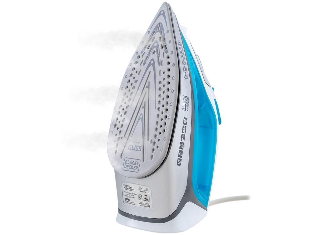 Ferro de Passar Roupa a Vapor e a Seco Black + Decker Speed Steam FX3060 Branco e Azul - 3
