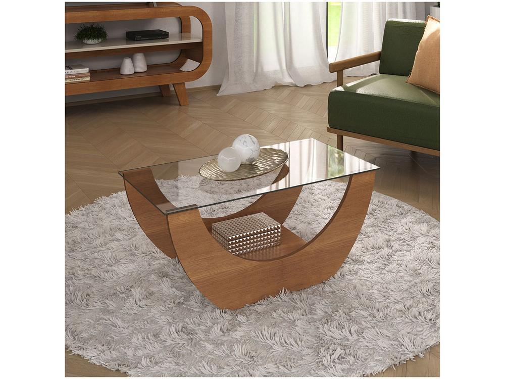 Mesa de Centro com Tampo de Vidro Onda Artely - 1