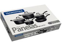 Jogo de Panelas Tramontina Antiaderente de Alumínio Preta 5 Peças Mônaco - 7