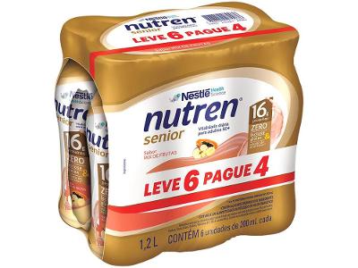 Bebida Láctea UHT Nestlé Nutren Senior Mix de Frutas Zero Lactose 200ml 6 Unidades